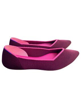 Rothys The Point Burgundy Pink Knit Pointed Toe Flats Womens Shoes Sz 9 Comfort